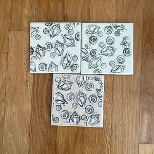 4” by 4” seashell tiles for wall or as coasters
Handmade